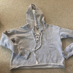 Aerie cropped gray hoodie